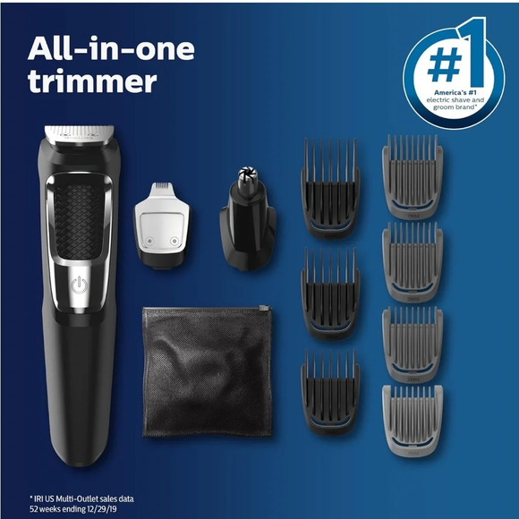 Norelco Philips Multigroomer All-in-One Trimmer Series 3000, 13 Piece Kit - Picture 8 of 8
